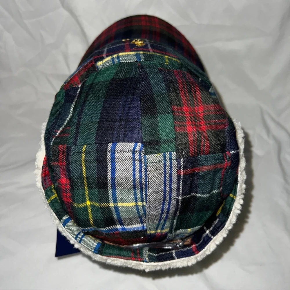 Polo Ralph Lauren Patchwork Plaid Ski Wool Shearling Hunting Trapper Cap Hat - Picture 6 of 8